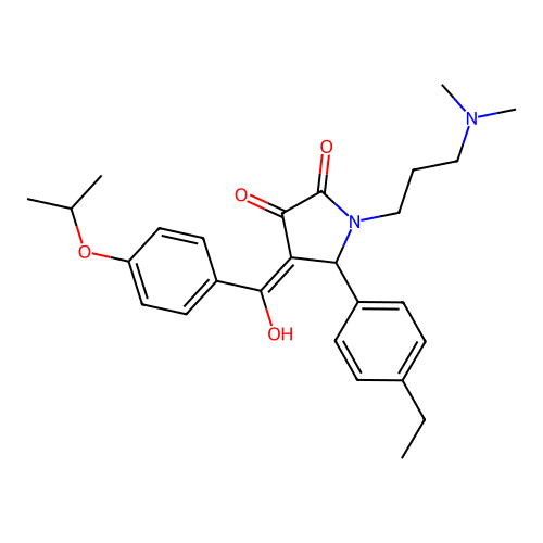(4E)-1-[3-(dimethylamino)propyl]-5-(4-ethylphenyl)-4-[hydroxy-(4-propan-2-yloxyphenyl)methylidene]pyrrolidine-2,3-dione structure