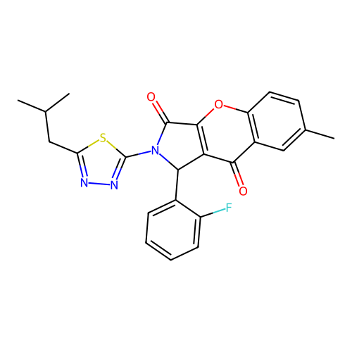 1-(2-fluorophenyl)-2-(5-isobutyl-1,3,4-thiadiazol-2-yl)-7-methyl-1,2-dihydrochromeno[2,3-c]pyrrole-3,9-dione structure
