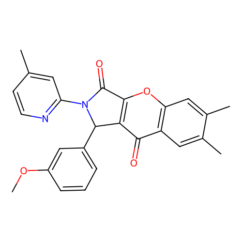1-(3-methoxyphenyl)-6,7-dimethyl-2-(4-methylpyridin-2-yl)-1,2-dihydrochromeno[2,3-c]pyrrole-3,9-dione structure