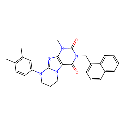 9-(3,4-dimethylphenyl)-1-methyl-3-(naphthalen-1-ylmethyl)-6,7,8,9-tetrahydropyrimido[2,1-f]purine-2,4(1H,3H)-dione structure