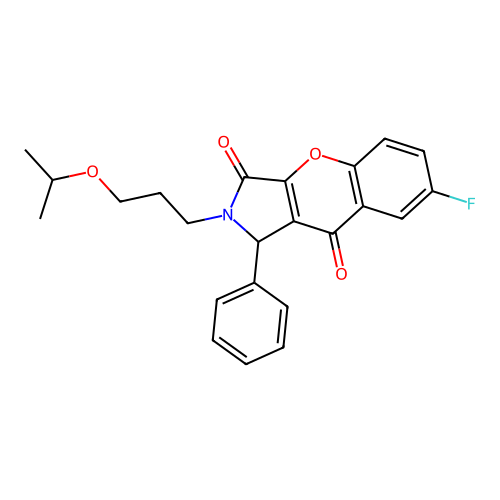 7-fluoro-2-(3-isopropoxypropyl)-1-phenyl-1,2-dihydrochromeno[2,3-c]pyrrole-3,9-dione structure