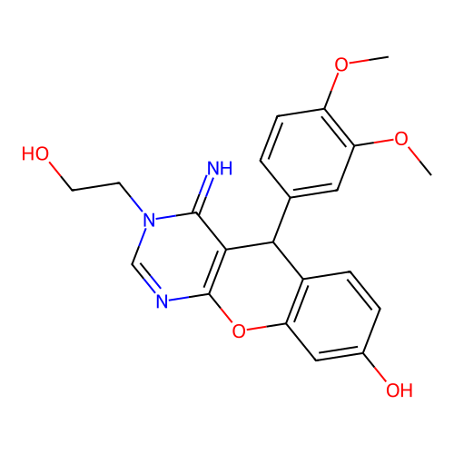 5-(3,4-dimethoxyphenyl)-3-(2-hydroxyethyl)-4-imino-3,5-dihydro-4H-chromeno[2,3-d]pyrimidin-8-ol structure