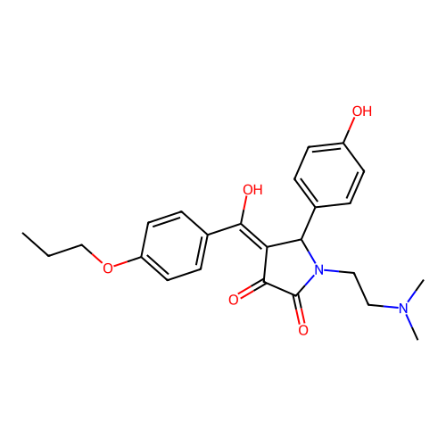 1-(2-dimethylaminoethyl)-5-(4-hydroxyphenyl)-4-[hydroxy-(4-propoxyphenyl)methylidene]pyrrolidine-2,3-dione structure