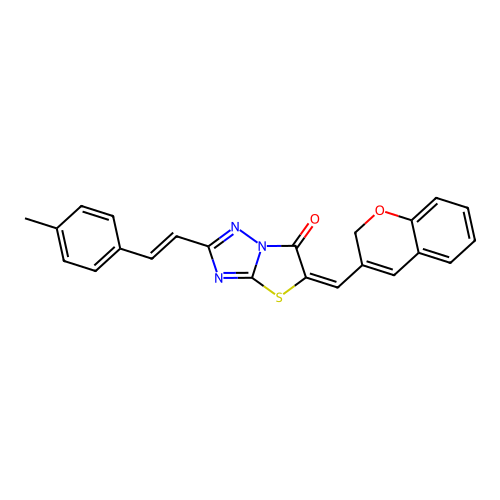 (5E)-5-(2H-chromen-3-ylmethylidene)-2-[(E)-2-(4-methylphenyl)ethenyl]-[1,3]thiazolo[3,2-b][1,2,4]triazol-6-one structure