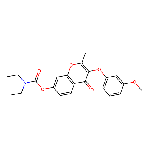 3-(3-methoxyphenoxy)-2-methyl-4-oxo-4H-chromen-7-yl diethylcarbamate structure