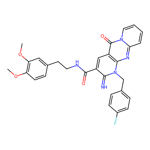 N-[2-(3,4-dimethoxyphenyl)ethyl]-1-(4-fluorobenzyl)-2-imino-5-oxo-1,5-dihydro-2H-dipyrido[1,2-a:2',3'-d]pyrimidine-3-carboxamide structure