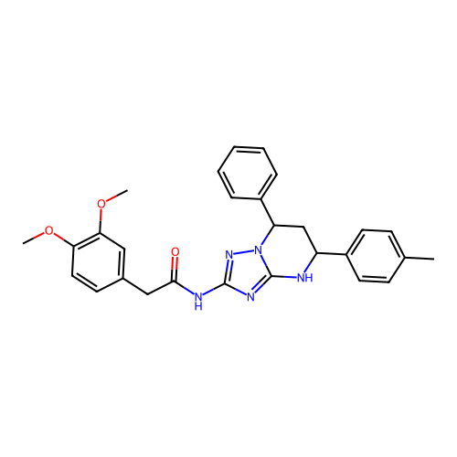 2-(3,4-dimethoxyphenyl)-N-(7-phenyl-5-(p-tolyl)-4,5,6,7-tetrahydro-[1,2,4]triazolo[1,5-a]pyrimidin-2-yl)acetamide structure