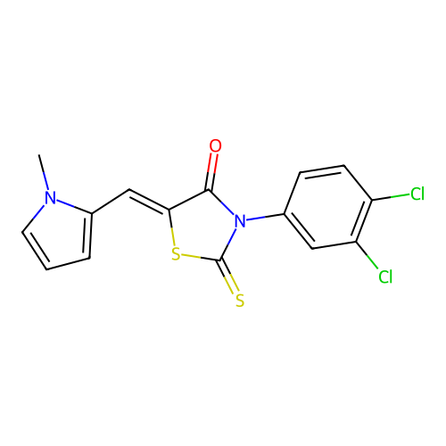 (Z)-3-(3,4-dichlorophenyl)-5-((1-methyl-1H-pyrrol-2-yl)methylene)-2-thioxothiazolidin-4-one structure