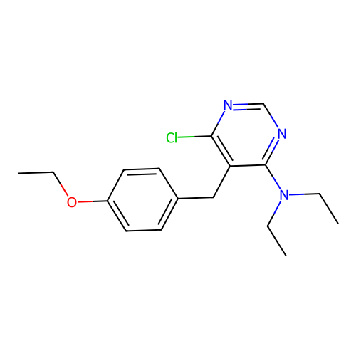 6-chloro-5-(4-ethoxybenzyl)-N,N-diethylpyrimidin-4-amine structure