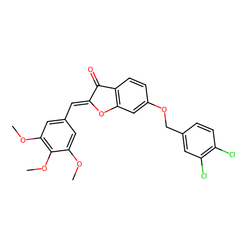 (Z)-6-((3,4-dichlorobenzyl)oxy)-2-(3,4,5-trimethoxybenzylidene)benzofuran-3(2H)-one structure