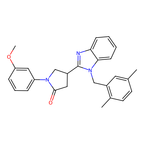 4-(1-(2,5-dimethylbenzyl)-1H-benzo[d]imidazol-2-yl)-1-(3-methoxyphenyl)pyrrolidin-2-one structure
