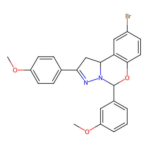 9-bromo-5-(3-methoxyphenyl)-2-(4-methoxyphenyl)-1,10b-dihydropyrazolo[1,5-c][1,3]benzoxazine structure