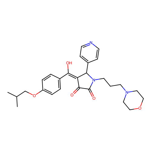 3-hydroxy-4-[4-(2-methylpropoxy)benzoyl]-1-[3-(morpholin-4-yl)propyl]-5-(pyridin-4-yl)-2,5-dihydro-1H-pyrrol-2-one structure