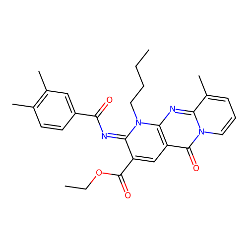 (Z)-ethyl 1-butyl-2-((3,4-dimethylbenzoyl)imino)-10-methyl-5-oxo-2,5-dihydro-1H-dipyrido[1,2-a:2',3'-d]pyrimidine-3-carboxylate structure