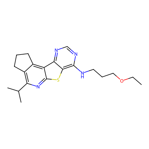 N-(3-ethoxypropyl)-4-(propan-2-yl)-2,3-dihydro-1H-cyclopenta[4',5']pyrido[3',2':4,5]thieno[3,2-d]pyrimidin-7-amine structure