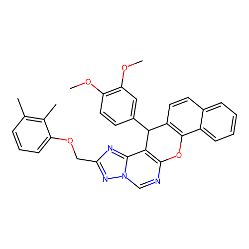 14-(3,4-dimethoxyphenyl)-2-[(2,3-dimethylphenoxy)methyl]-14H-benzo[7,8]chromeno[3,2-e][1,2,4]triazolo[1,5-c]pyrimidine structure