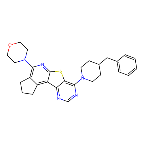 4-(7-(4-benzylpiperidin-1-yl)-2,3-dihydro-1H-cyclopenta[4',5']pyrido[3',2':4,5]thieno[3,2-d]pyrimidin-4-yl)morpholine structure
