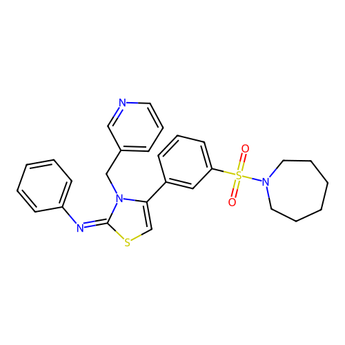 N-[(2Z)-4-[3-(azepan-1-ylsulfonyl)phenyl]-3-(pyridin-3-ylmethyl)-1,3-thiazol-2(3H)-ylidene]aniline structure