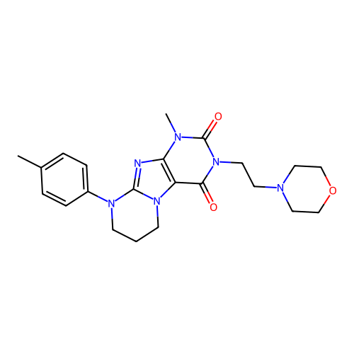 1-methyl-9-(4-methylphenyl)-3-(2-morpholin-4-ylethyl)-7,8-dihydro-6H-purino[7,8-a]pyrimidine-2,4-dione structure