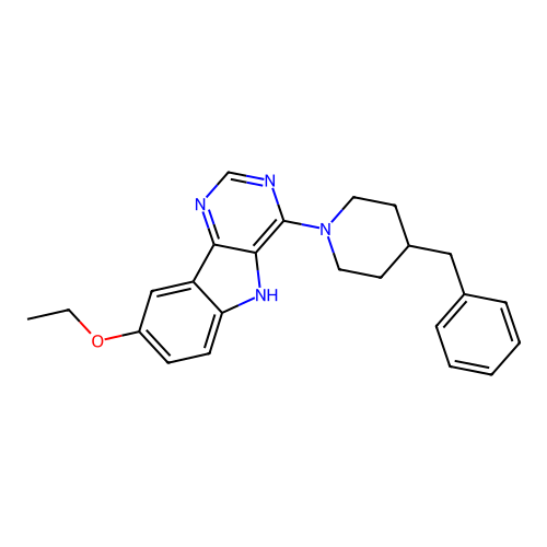 4-(4-benzylpiperidin-1-yl)-8-ethoxy-5H-pyrimido[5,4-b]indole structure