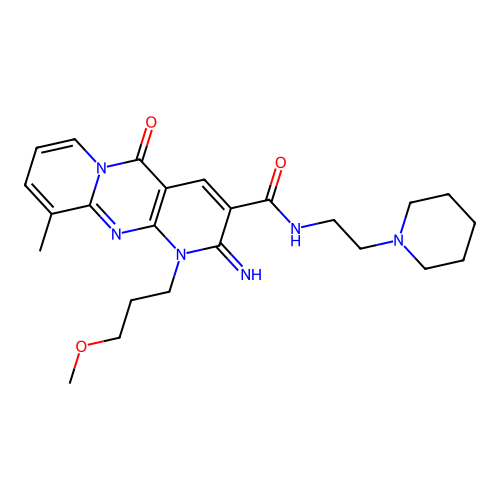 2-imino-1-(3-methoxypropyl)-10-methyl-5-oxo-N~3~-(2-piperidinoethyl)-1,5-dihydro-2H-dipyrido[1,2-a:2,3-d]pyrimidine-3-carboxamide structure