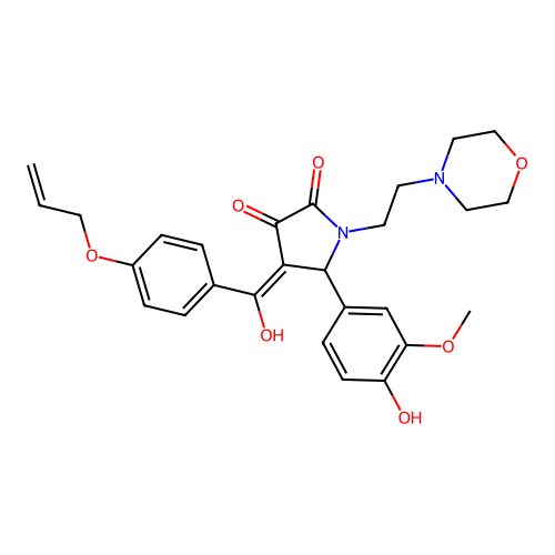 3-hydroxy-5-(4-hydroxy-3-methoxyphenyl)-1-[2-(morpholin-4-yl)ethyl]-4-[4-(prop-2-en-1-yloxy)benzoyl]-2,5-dihydro-1H-pyrrol-2-one structure