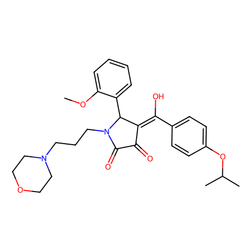 (4E)-4-[hydroxy-(4-propan-2-yloxyphenyl)methylidene]-5-(2-methoxyphenyl)-1-(3-morpholin-4-ylpropyl)pyrrolidine-2,3-dione structure