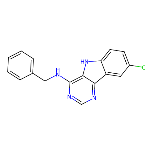 N-benzyl-8-chloro-5H-pyrimido[5,4-b]indol-4-amine structure