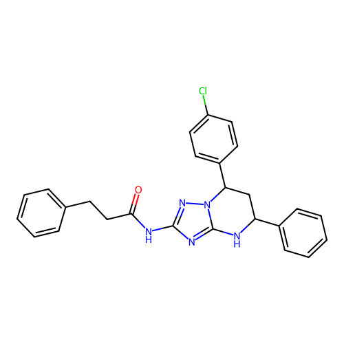 N-(7-(4-chlorophenyl)-5-phenyl-4,5,6,7-tetrahydro-[1,2,4]triazolo[1,5-a]pyrimidin-2-yl)-3-phenylpropanamide structure