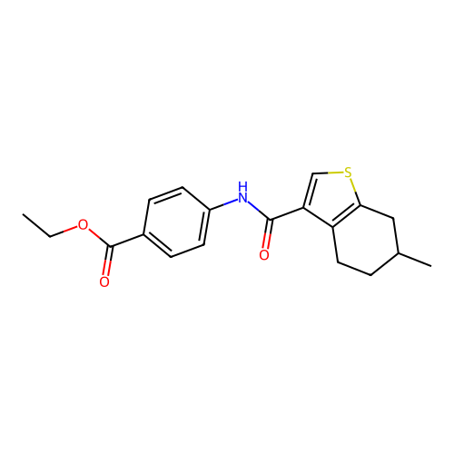 Ethyl 4-(6-methyl-4,5,6,7-tetrahydrobenzo[b]thiophene-3-carboxamido)benzoate structure