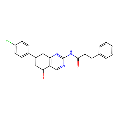 N-[7-(4-chlorophenyl)-5-oxo-5,6,7,8-tetrahydroquinazolin-2-yl]-3-phenylpropanamide structure