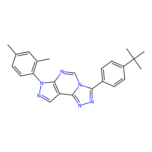3-(4-(tert-butyl)phenyl)-7-(2,4-dimethylphenyl)-7H-pyrazolo[4,3-e][1,2,4]triazolo[4,3-c]pyrimidine structure