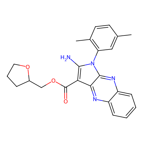 oxolan-2-ylmethyl 2-amino-1-(2,5-dimethylphenyl)pyrrolo[3,2-b]quinoxaline-3-carboxylate structure