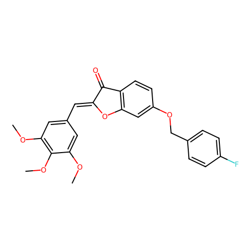 (Z)-6-((4-fluorobenzyl)oxy)-2-(3,4,5-trimethoxybenzylidene)benzofuran-3(2H)-one structure
