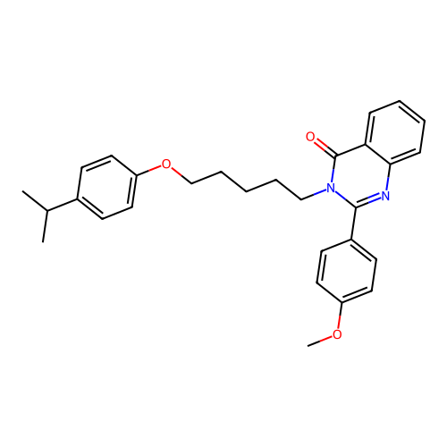 2-(4-methoxyphenyl)-3-{5-[4-(propan-2-yl)phenoxy]pentyl}quinazolin-4(3H)-one structure