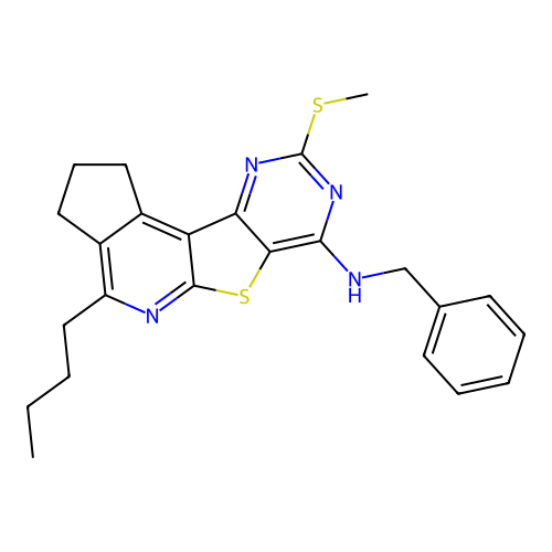 N-benzyl-4-butyl-9-(methylsulfanyl)-2,3-dihydro-1H-cyclopenta[4',5']pyrido[3',2':4,5]thieno[3,2-d]pyrimidin-7-amine structure