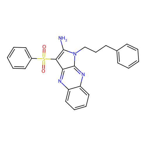 1-(3-phenylpropyl)-3-(phenylsulfonyl)-1H-pyrrolo[2,3-b]quinoxalin-2-amine structure