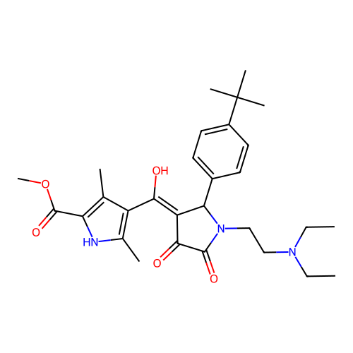 methyl 4-({1-[2-(diethylamino)ethyl]-2-[4-(tert-butyl)phenyl]-4-hydroxy-5-oxo( 3-pyrrolin-3-yl)}carbonyl)-3,5-dimethylpyrrole-2-carboxylate structure