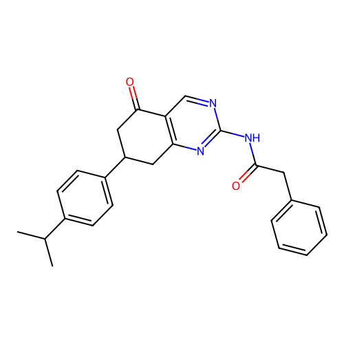 N-{5-oxo-7-[4-(propan-2-yl)phenyl]-5,6,7,8-tetrahydroquinazolin-2-yl}-2-phenylacetamide structure