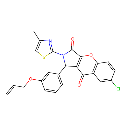 7-chloro-2-(4-methyl-1,3-thiazol-2-yl)-1-[3-(prop-2-en-1-yloxy)phenyl]-1,2-dihydrochromeno[2,3-c]pyrrole-3,9-dione structure