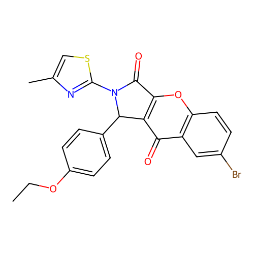 7-bromo-1-(4-ethoxyphenyl)-2-(4-methyl-1,3-thiazol-2-yl)-1,2-dihydrochromeno[2,3-c]pyrrole-3,9-dione structure