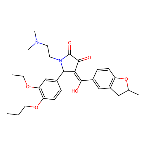(4E)-1-(2-dimethylaminoethyl)-5-(3-ethoxy-4-propoxyphenyl)-4-[hydroxy-(2-methyl-2,3-dihydro-1-benzofuran-5-yl)methylidene]pyrrolidine-2,3-dione structure
