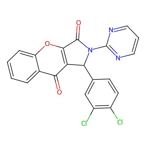 1-(3,4-dichlorophenyl)-2-(pyrimidin-2-yl)-1,2-dihydrochromeno[2,3-c]pyrrole-3,9-dione structure
