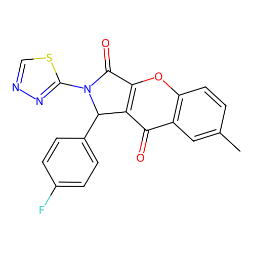 1-(4-fluorophenyl)-7-methyl-2-(1,3,4-thiadiazol-2-yl)-1,2-dihydrochromeno[2,3-c]pyrrole-3,9-dione structure