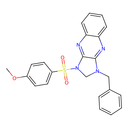 1-benzyl-3-((4-methoxyphenyl)sulfonyl)-2,3-dihydro-1H-imidazo[4,5-b]quinoxaline structure