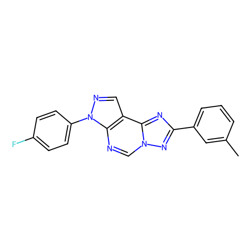 7-(4-fluorophenyl)-2-(m-tolyl)-7H-pyrazolo[4,3-e][1,2,4]triazolo[1,5-c]pyrimidine structure