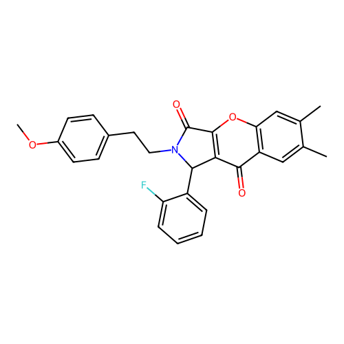 1-(2-fluorophenyl)-2-(4-methoxyphenethyl)-6,7-dimethyl-1,2-dihydrochromeno[2,3-c]pyrrole-3,9-dione structure