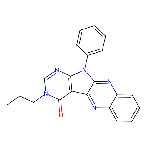 11-phenyl-3-propyl-3H-pyrimido[5',4':4,5]pyrrolo[2,3-b]quinoxalin-4(11H)-one structure