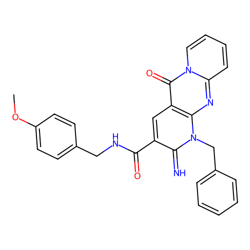 1-benzyl-2-imino-N-(4-methoxybenzyl)-5-oxo-1,5-dihydro-2H-dipyrido[1,2-a:2',3'-d]pyrimidine-3-carboxamide structure