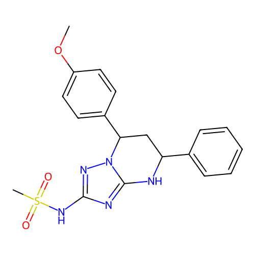 N-(7-(4-methoxyphenyl)-5-phenyl-4,5,6,7-tetrahydro-[1,2,4]triazolo[1,5-a]pyrimidin-2-yl)methanesulfonamide structure